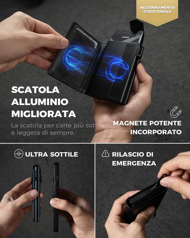 Detalle de LORZOR Portafoglio Airtag Slim 10 carte