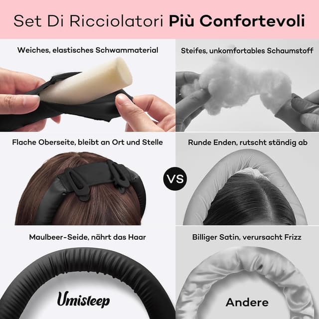 Detalle de Umisleep Seide Heatless Lockenwickler (99 cm) – Lockenband fürs Overnight-Styling ohne Hitze