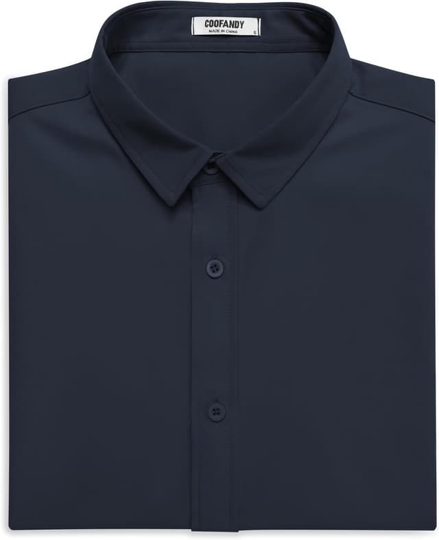 Detalle de COOFANDY Herren Hemd Kurzarm „Basic Shirt“ Regular Fit (XS–4XL) – bügelleicht & antiarrugas
