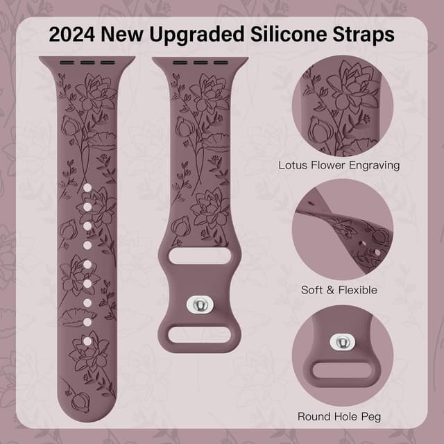 Detalle 2 de Yoohoo Floral Strap for Apple Watch, Purple