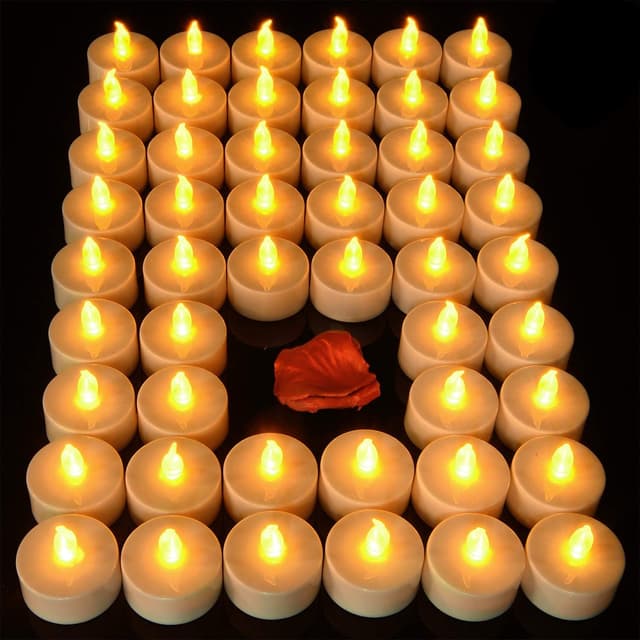 Detalle de Aku Tonpa 50 Pack Realistic Flameless Tealight Candles 🕯