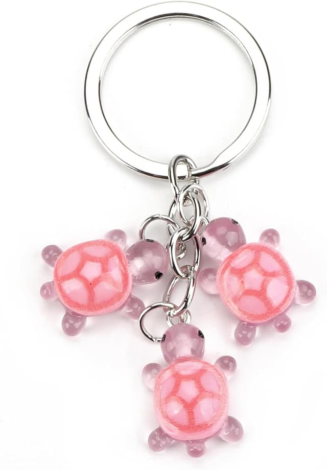 Detalle de Tranbath Schlüsselanhänger süß Schildkröte – Deko-Charms als Partner-Geschenk für Freunde und Freundin