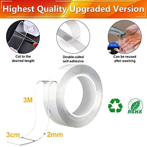 Detalle de Winline cinta adhesiva de doble cara extra fuerte (transparente y extraíble) 3M x 30mm x 2mm