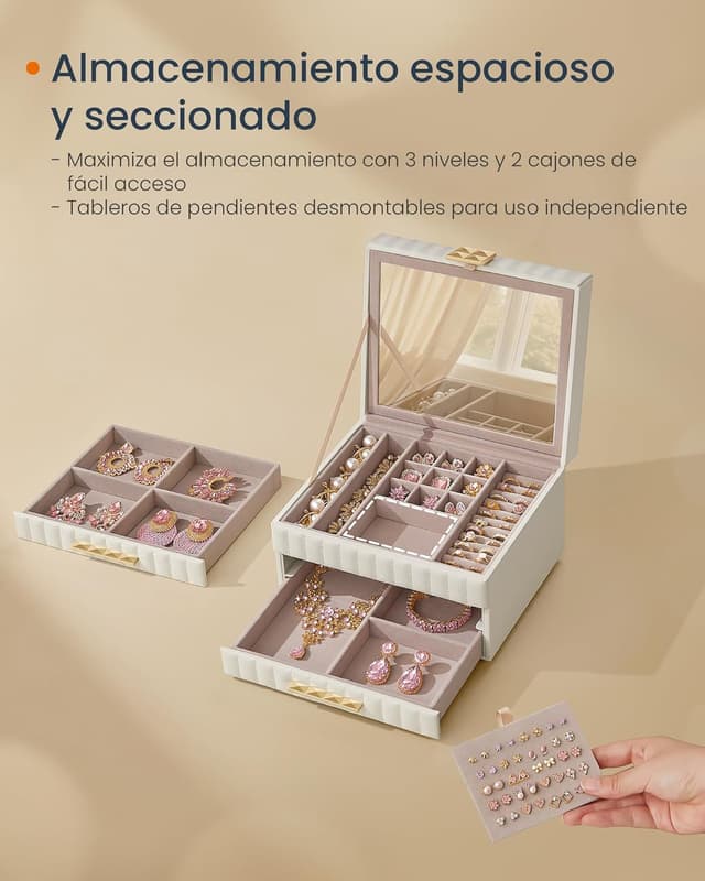 Detalle 2 de SONGMICS HOME ANAH caja joyero 21,5x24x15,8 cm