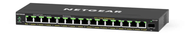 Detalle de Netgear GS316EP Managed Switch mit 15 PoE-Ports und SFP für smarte Netzwerke