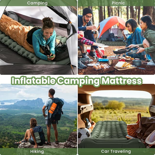 Thumbnail 6 de ROPOODA Camping Mattress self-inflating sleeping mat with built-in foot pump and pillow, grey (77'' x 27'' x 3.9'')