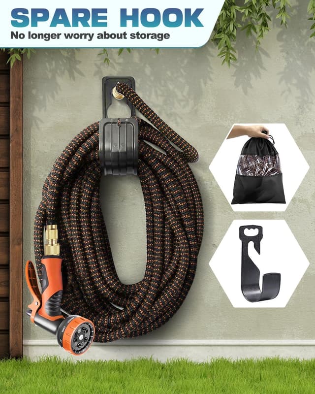 Detalle de Expandable Garden Hose Pipe 150FT/45M with 10-Pattern Spray Nozzle (Expandable 4-layer latex core, 1/2" & 3/4" connectors)