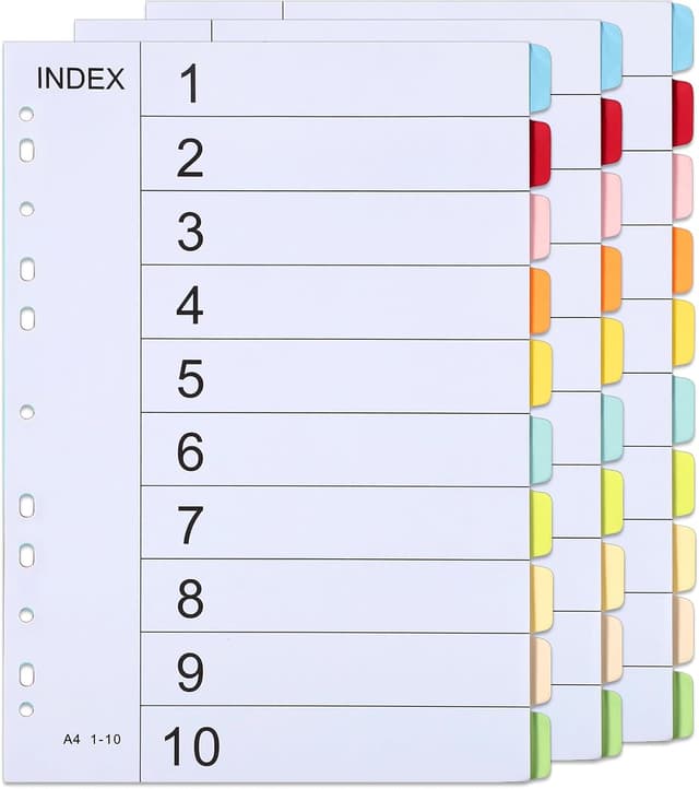Detalle de File Dividers A4 3 Pack 10-Part