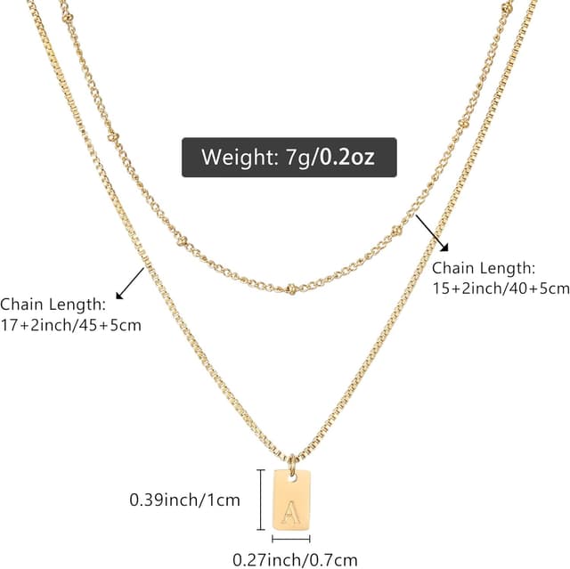 Detalle 2 de AFSTALR Buchstaben-Kette für Damen mit Layered Initialen (A–Z) aus Edelstahl, Silber/Gold