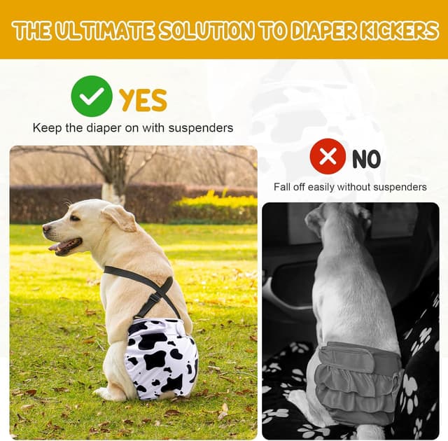 Detalle de Avont 3er-Pack wiederverwendbare Hundewindeln mit verstellbarem Bund (Grün/Weiß/Violett)