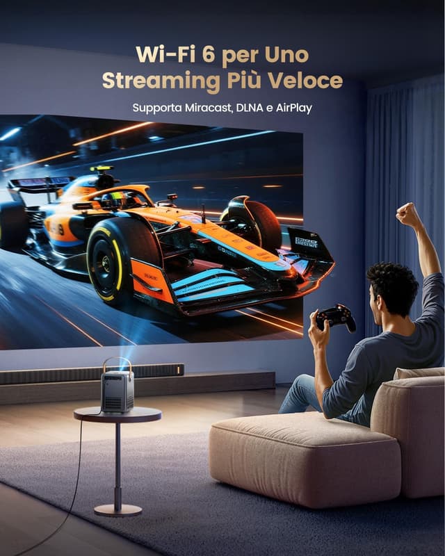 Detalle de WiMiUS P61 Pro Smart Proiettore Portatile 4K 700ANSI con Netflix e Dolby, Wi‑Fi e Bluetooth