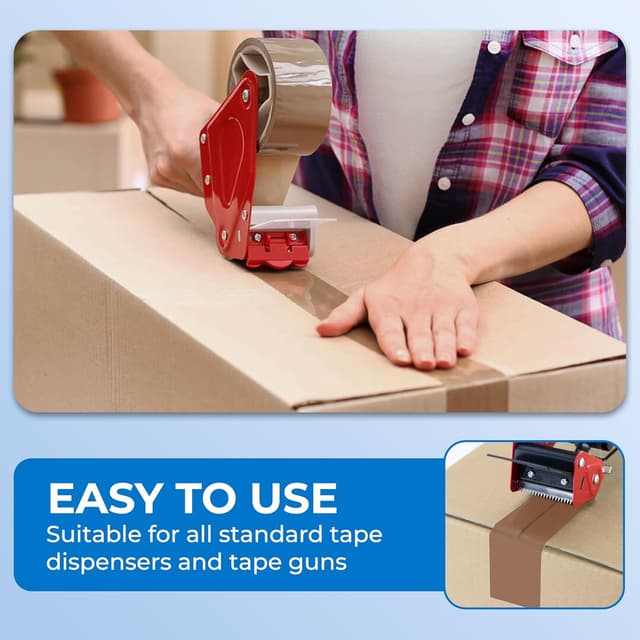 Detalle de Double Dragon Brown Packing Tape – 48mm x 66m (3 Rolls) for Heavy-Duty Parcel Sealing