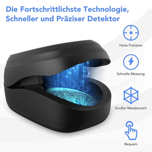 Detalle de Finger-Pulsoximeter für Erwachsene & Kinder (SpO2 und Puls) – Fingeroximeter Oxymetergerät, Schwarz