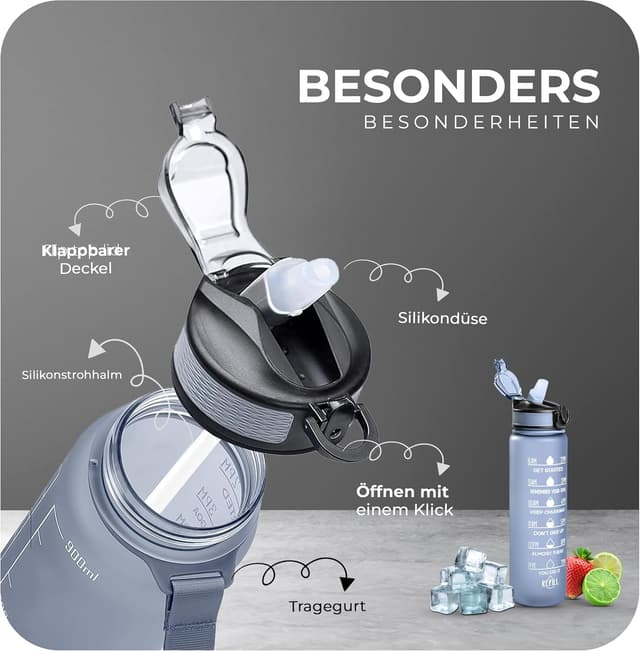 Detalle de Trinkflasche Tenpo 1 l mit Strohhalm