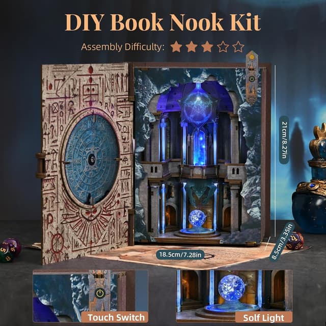 Detalle de MiniCity MiniCity DIY Book Nook Kit – Booknook-Hausmodell mit LED (Circle of Magic)