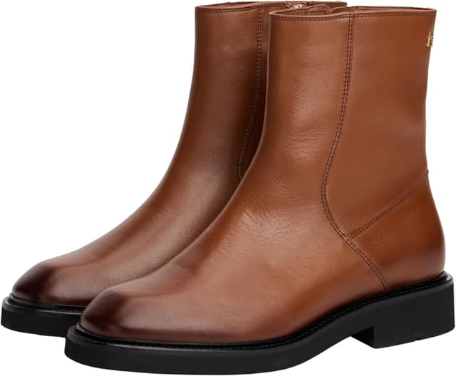 Detalle de Tommy Hilfiger Bottes Mid Boot femme à bout carré en cuir
