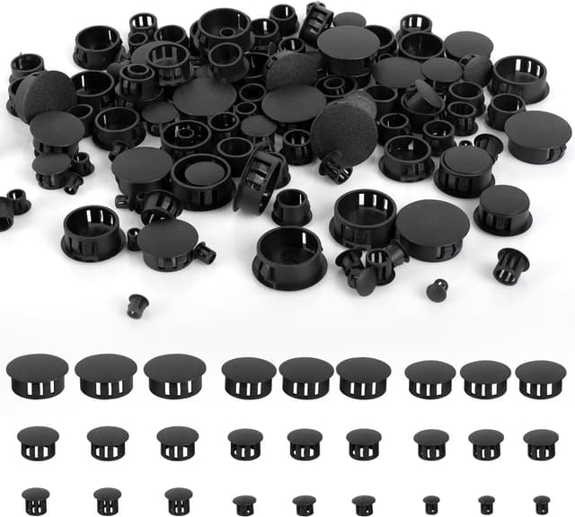 Detalle de Dncvb Abdeckkappen für Bohrlöcher (135 Stück) – 9 Größen, Blindstopfen aus Kunststoff in Schwarz