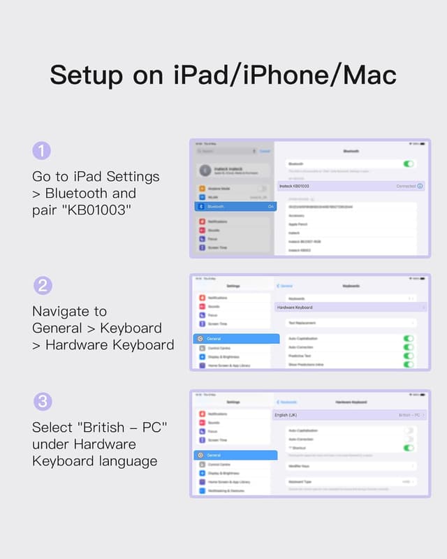 Detalle 2 de Inateck KB01003 Bluetooth multi-device keyboard 3‑device compact