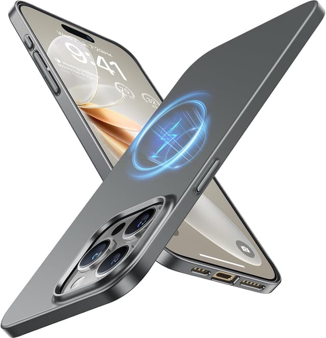 Detalle de TORRAS Ultra Dünn Hülle für iPhone 15 Pro Max mit MagSafe – velvety Touch, stoß- & kratzfest, MagSafe-Adapter