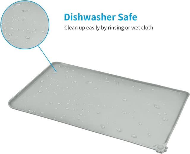Detalle de AUDWUD Silicone Waterproof Pet Feeding Mat (47 x 30 cm) with Anti-Slip Border