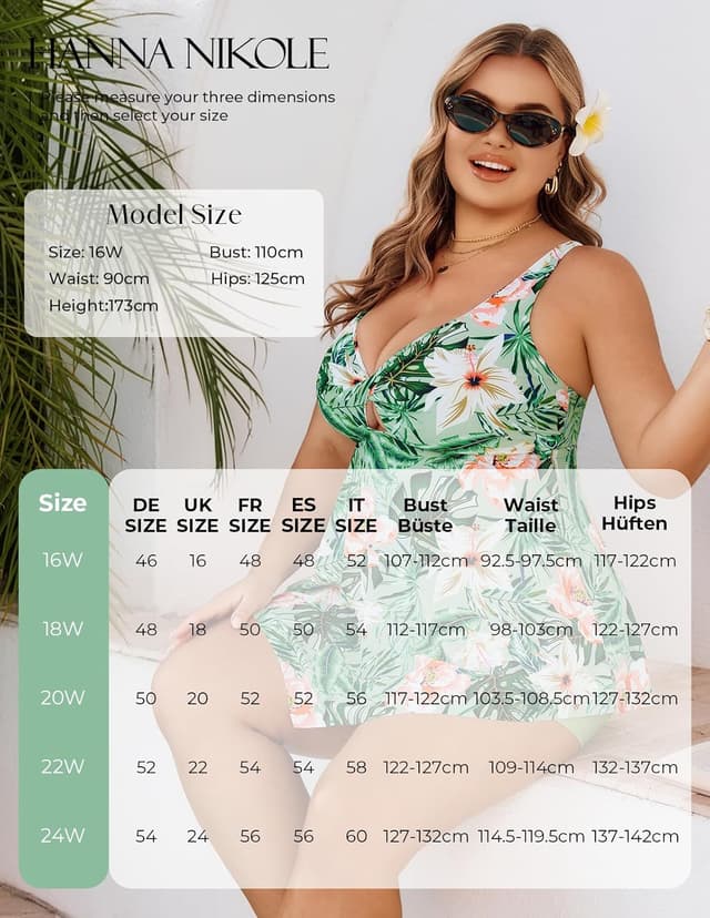 Detalle 2 de Hanna Nikole Plus Size Tankini Set with Tummy Control & Push-Up Support