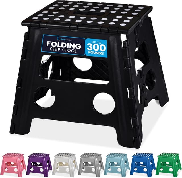 Detalle de Handy Laundry Folding Lightweight Step Stool (Black, 13 inch) — 300 lb capacity