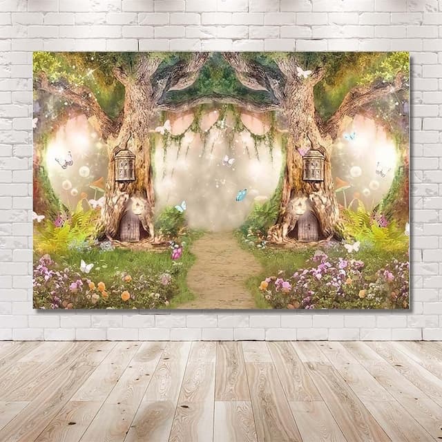 Detalle 2 de MEHOFOND 8x6ft Fairytale Forest Backdrop