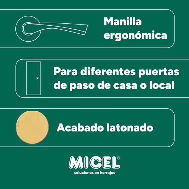 Thumbnail 6 de Jeu de poignée avec rosace large Micel 07081 en aluminium finition laiton, couleur or brillant