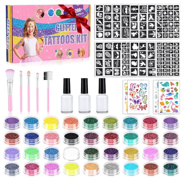 Detalle de Glitzer Tattoo Set für Kinder 36 Farben