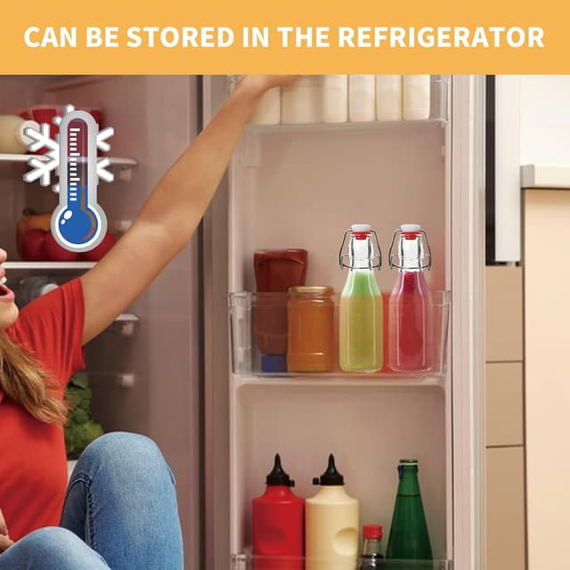 Detalle 2 de DYUEE Glass Bottles with Stoppers & Screw Caps, 8 Pack 250ml Transparent Bottles