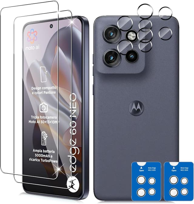 Detalle de Vanrain Panzerglas für Motorola Moto Edge 50 Neo/60 Neo (2+2 Stück) – HD Schutzfolie & Kameraschutz mit 9H