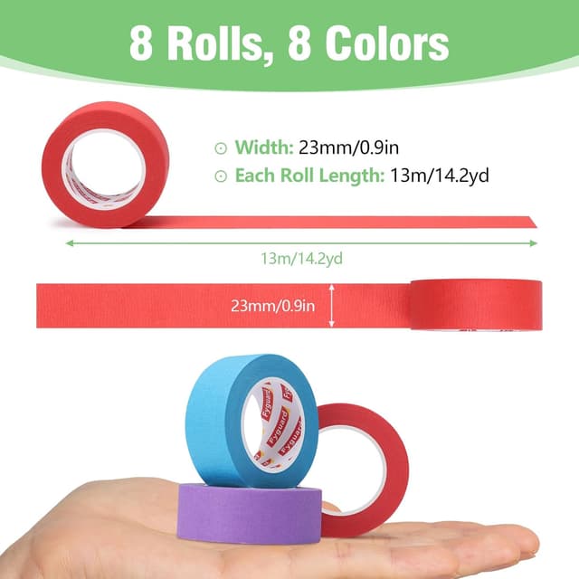 Thumbnail 1 de Fyguard 8 Rolls Coloured Masking Tape 23mm