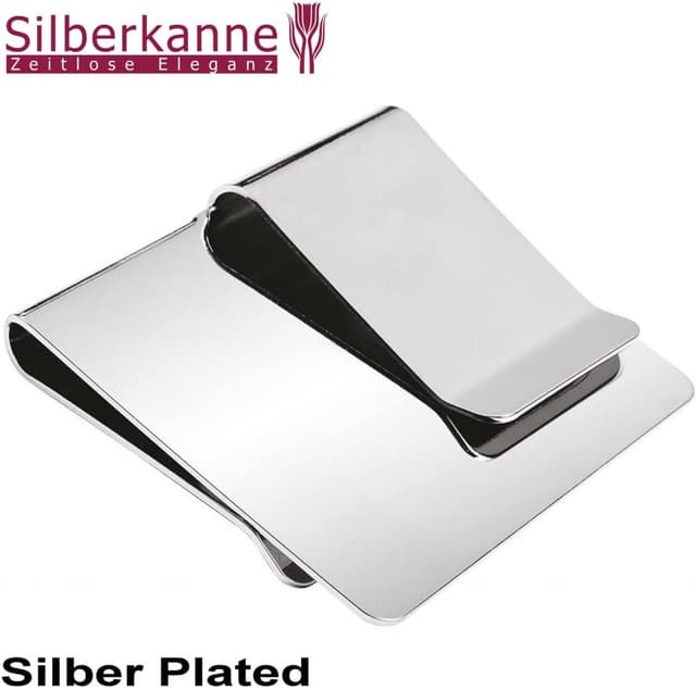 Detalle de SILBERKANNE elegante Doppel-Geldscheinklammer (5 x 5,5 x 1 cm) aus Edelstahl, versilbert – mit Geschenkverpackung