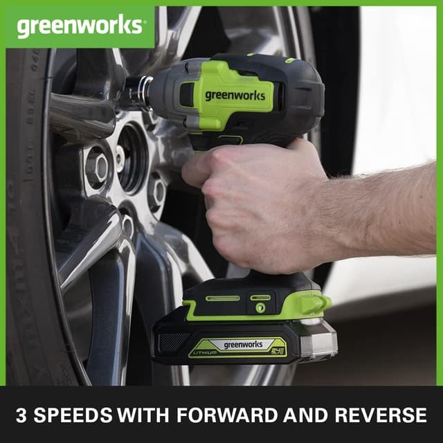 Detalle de Greenworks GD24IW400 Cordless Impact Wrench (Brushless) – 400Nm, 1/2" coupler (tool only)