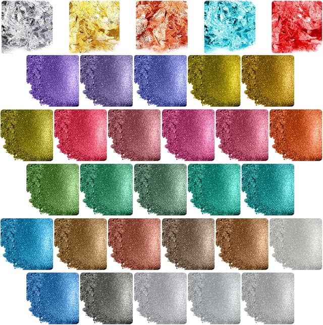 Detalle de Mica Powder pearlescent epoxy pigment set 32