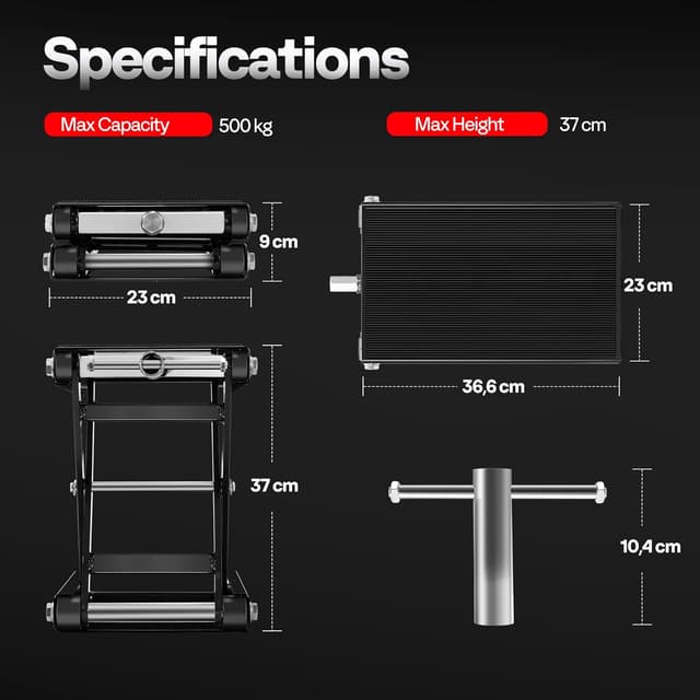 Thumbnail 6 de VIVOHOME Motorcycle Scissor Lift Jack – Height Adjustable Heavy Duty Steel Stand (500kg capacity)
