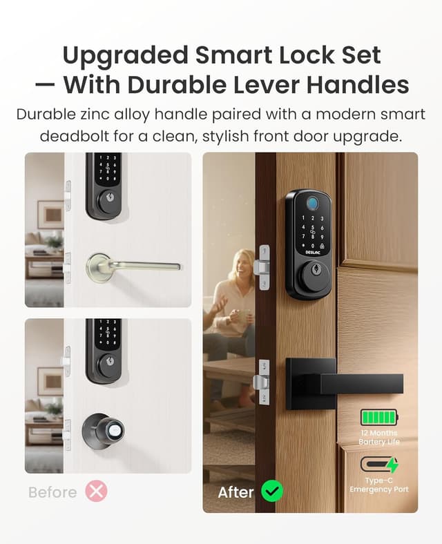 Thumbnail 1 de DESLOC B200 Fingerprint Smart Lock 2-Handle 🔒