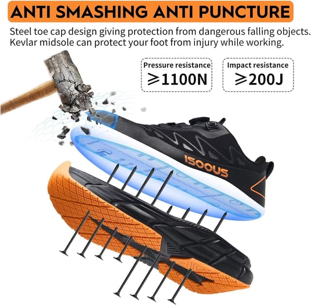 Detalle de Scarpe antinfortunistiche S3S uomo/donna impermeabili ESD con punta in acciaio e lacci rapidi