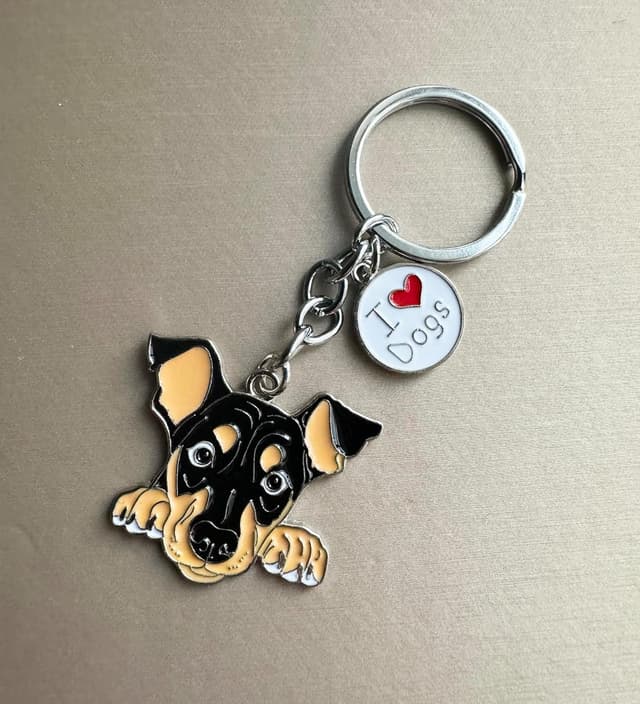 Detalle de BT Bear Dog Keychain & Metal Dog ID Tag Keyring (10 cm, one metal charm)