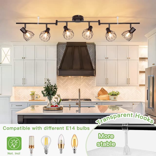 Detalle de Kimjo 6-flammiger LED-Deckenstrahler (E14, schwenkbar) in Schwarz