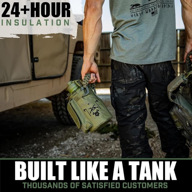 Detalle de Iron Infidel Battle Bottle (Live Free 2 Liter) — Half Gallon Insulated Stainless Water Jug with Removable Sleeve & Paracord Handle