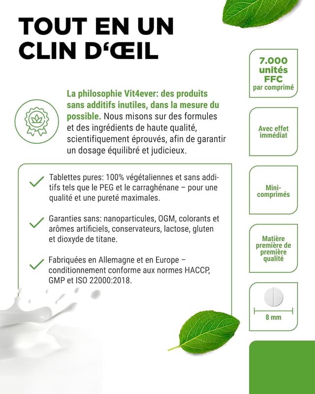 Detalle 2 de Vit4ever Lactase 7.000 (180 comprimés) à effet immédiat, vegan