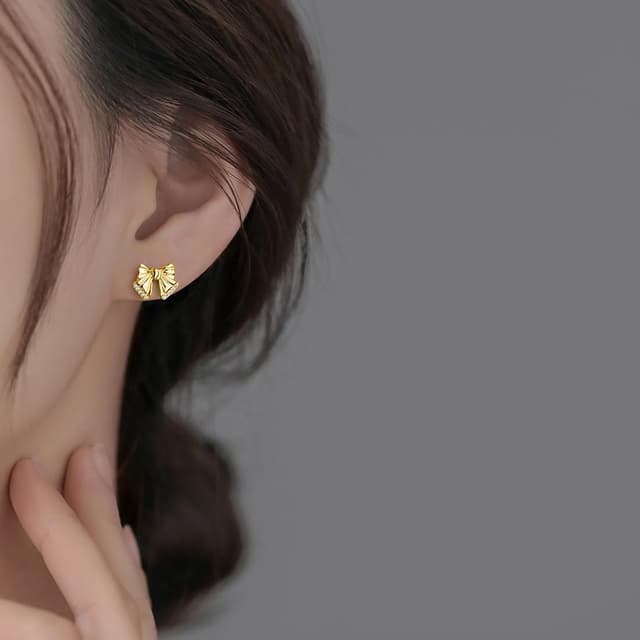 Detalle 2 de SLUYNZ Solid 925 Sterling Silber CZ Schleifen-Ohrstecker (Bowknot) für Damen