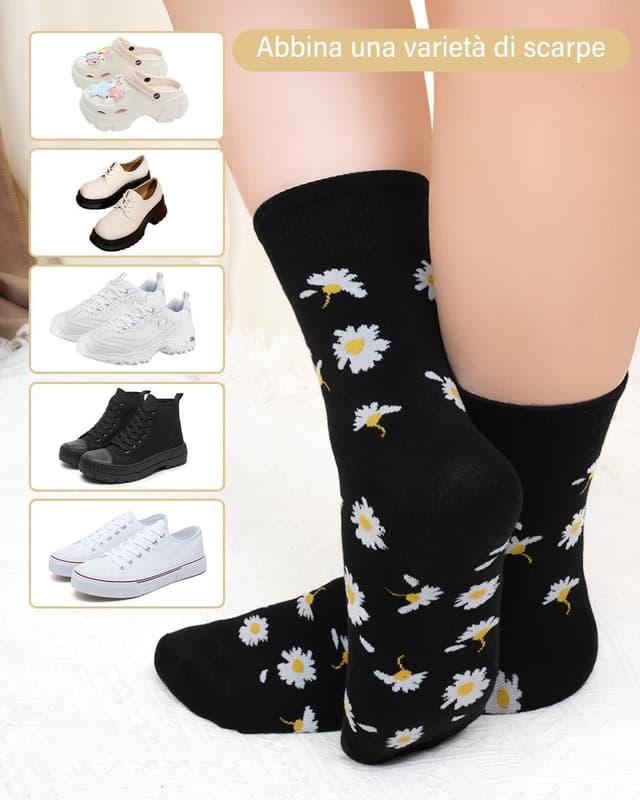 Thumbnail 6 de ZFSOCK calzini donna senza elastico in cotone traspirante (set da 5 paia, metà polpaccio)