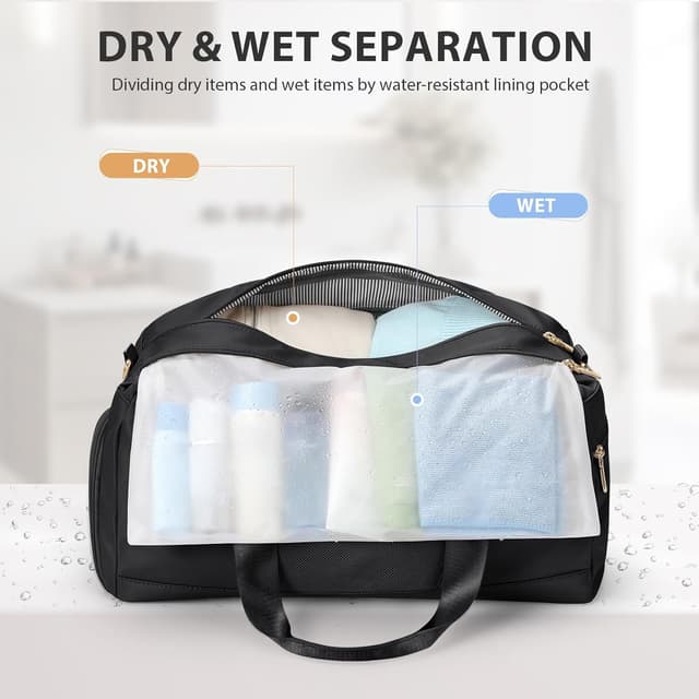 Detalle de VNINE Reisetasche Sporttasche Damen als Weekender-/Handgepäck-Tasche mit wasserdichtem Schuhfach