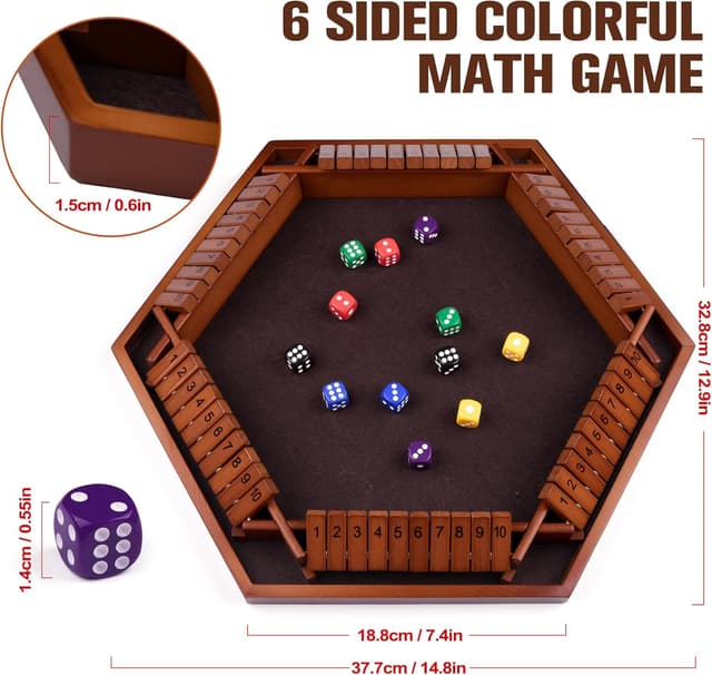 Detalle de Havnidy Shut The Box jeu de dés bois pour 6