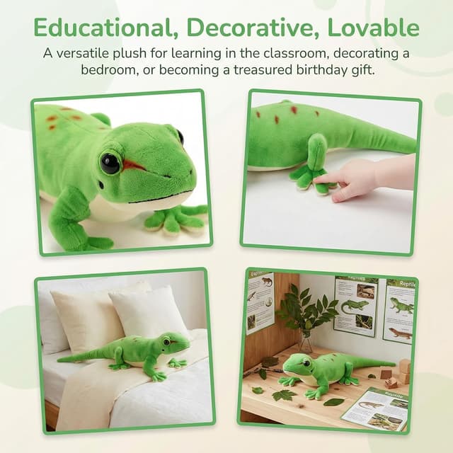 Detalle 2 de Tiny Heart Day Geckos Lizard Plush 55cm – soft, cuddly fat tail gecko stuffed toy for kids