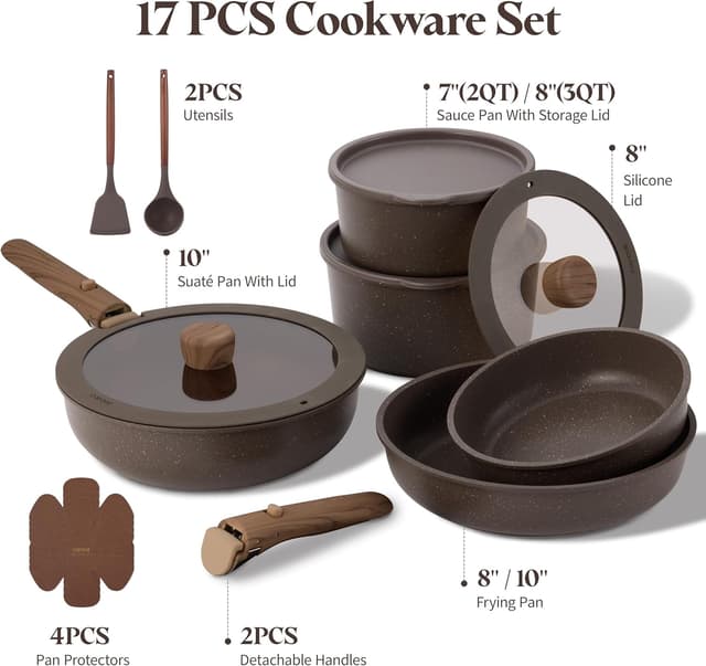 Detalle 2 de CAROTE 17PCS Nonstick Cookware Set