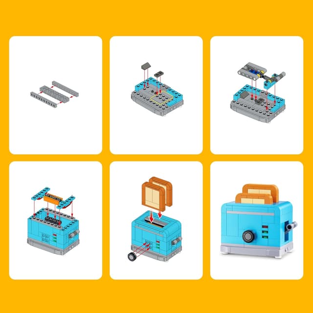 Thumbnail 6 de Max Build More Premium Home Collection con confezione da 4 (ZURU) — tostapane, leggio, macchina da caffè e lampada, fino a 601 pezzi