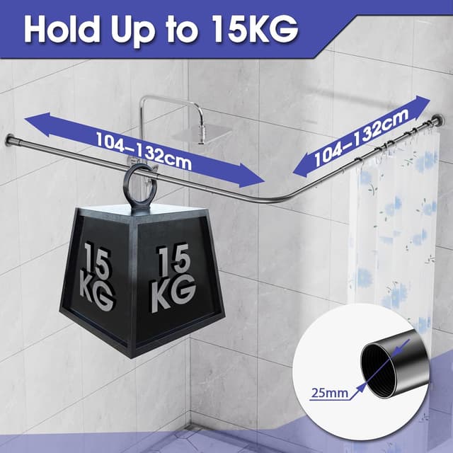 Detalle 2 de WELDUN L-förmige Duschvorhangstange 90°